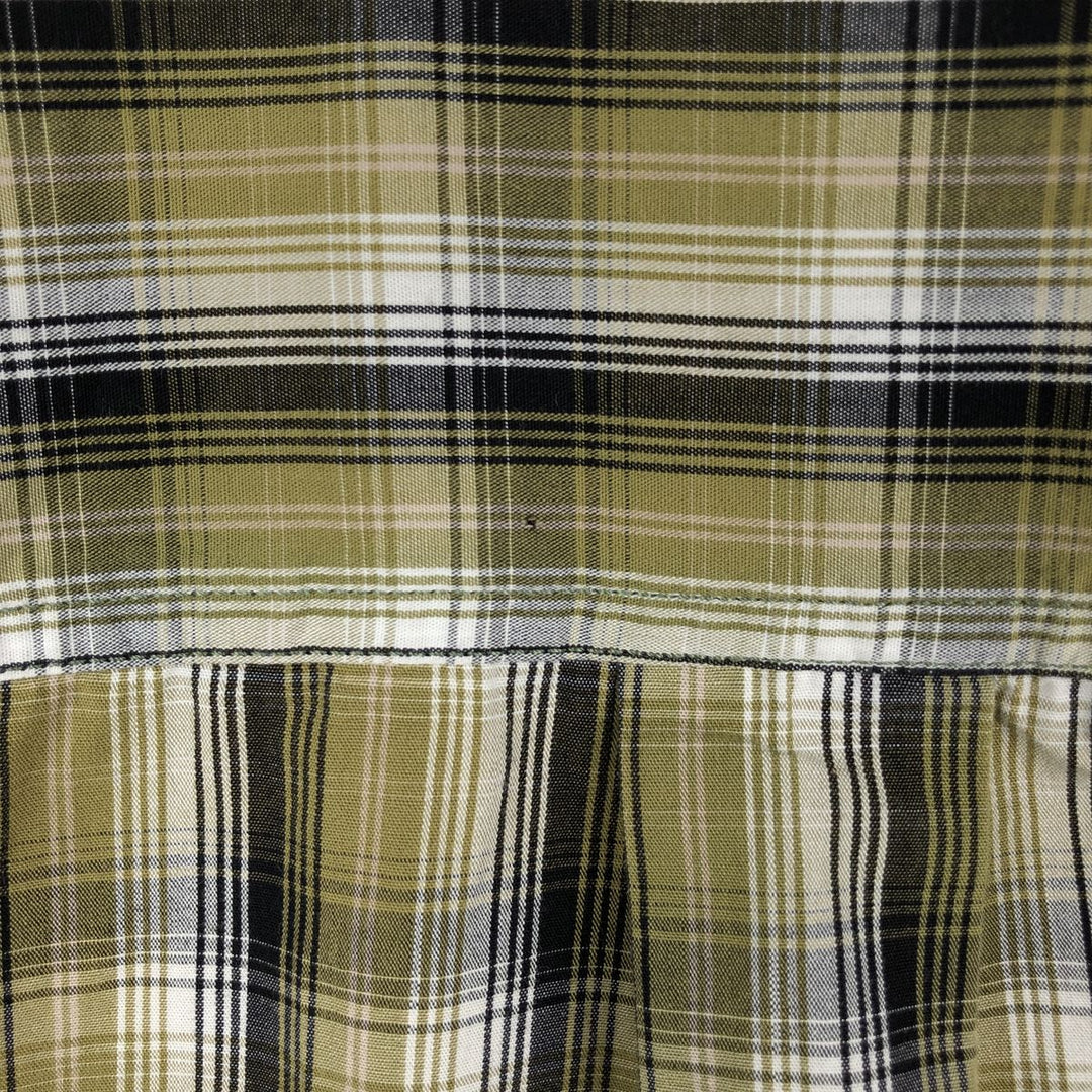 Carhartt Check Pattern Button-down Short Sleeve Work Shirt, Men's Size L cotton Khaki type Vintage Second Hand