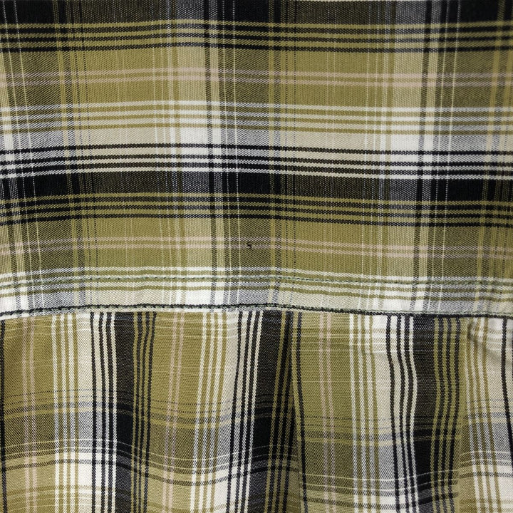 Carhartt Check Pattern Button-down Short Sleeve Work Shirt, Men's Size L cotton Khaki type Vintage Second Hand