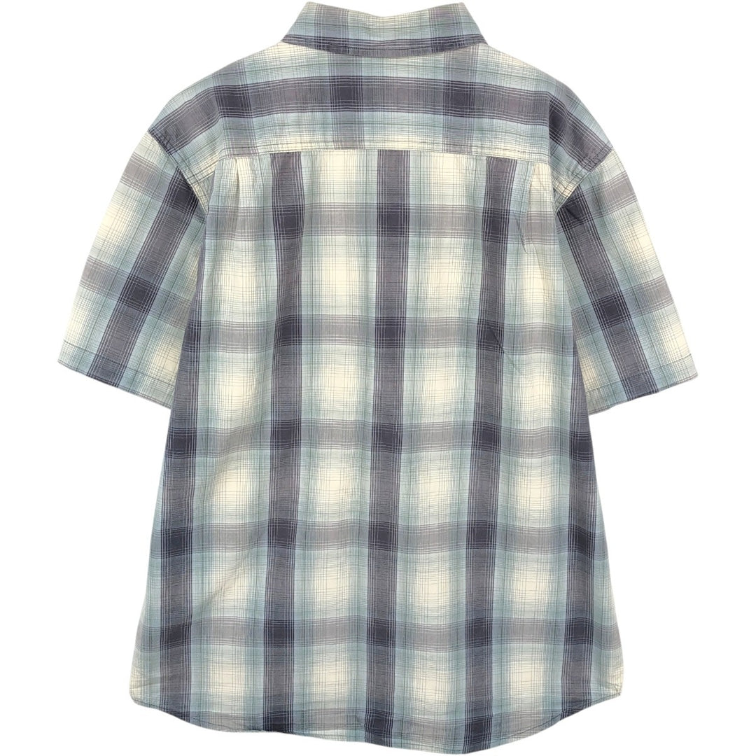 Carhartt Relaxed Fit Ombre Check Button-Down Short Sleeve Work Shirt, Men's Size L cotton gray type Vintage Second Hand