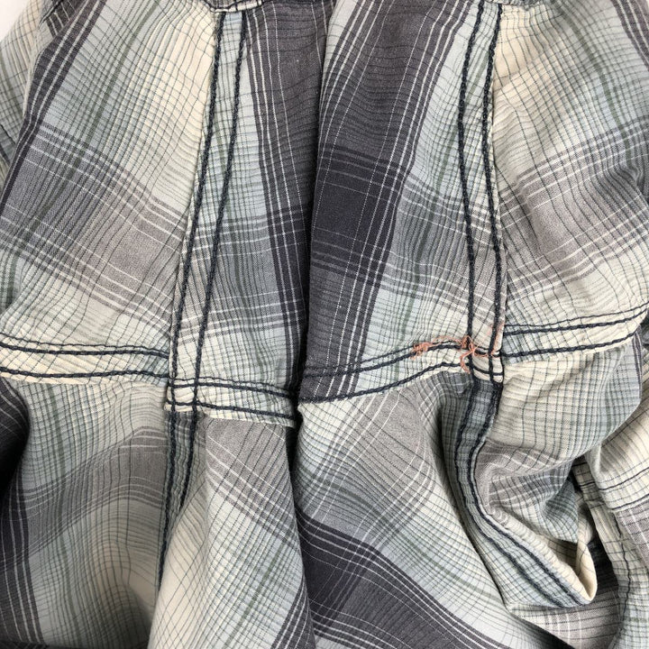 Carhartt Relaxed Fit Ombre Check Button-Down Short Sleeve Work Shirt, Men's Size L cotton gray type Vintage Second Hand