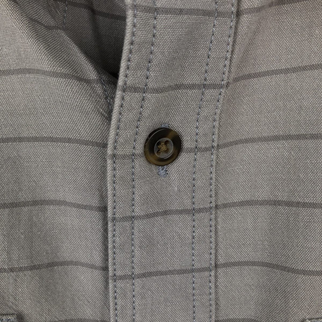 Carhartt Loose Fit Striped Button-Down Short Sleeve Work Shirt, Men's Size L cotton gray type Vintage Second Hand