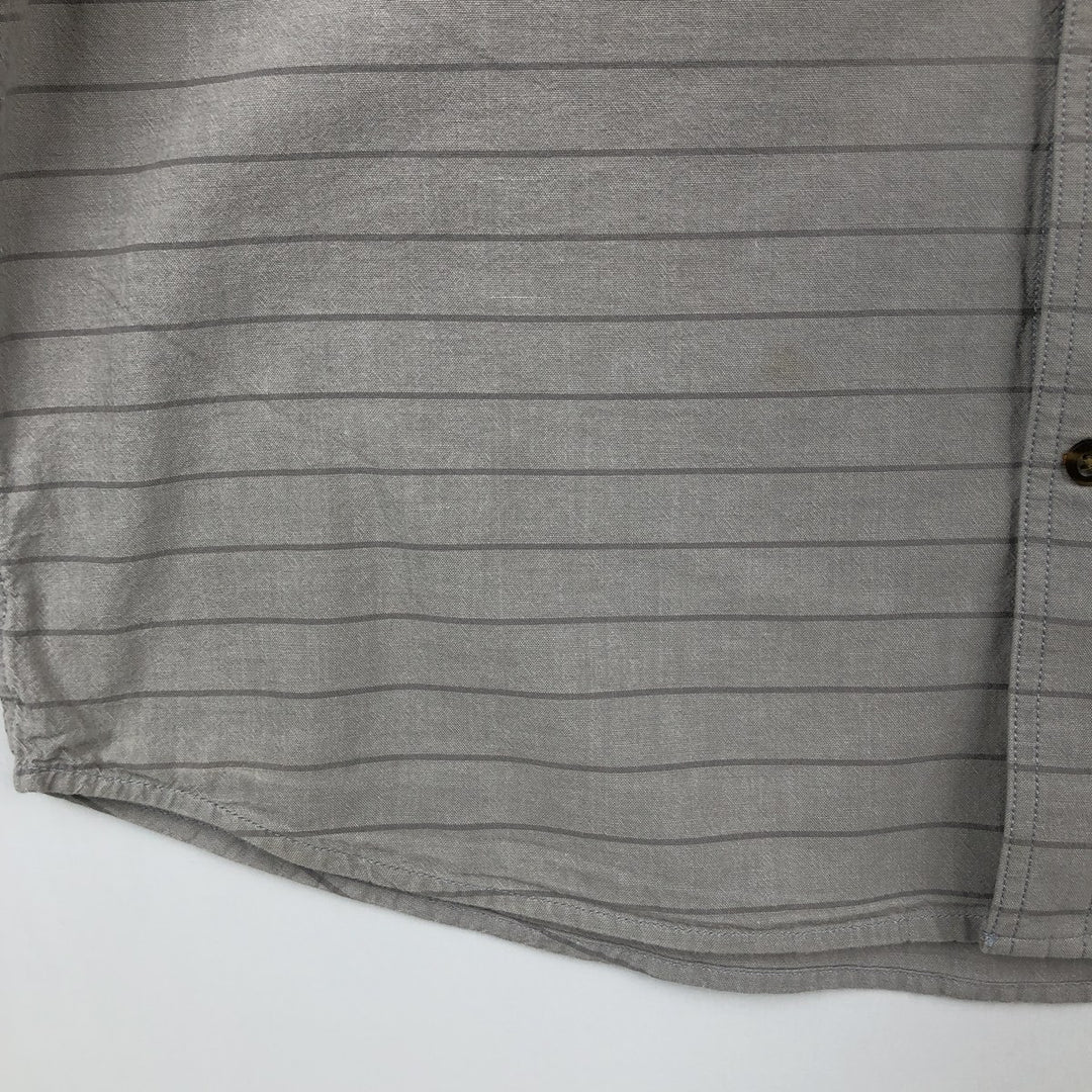 Carhartt Loose Fit Striped Button-Down Short Sleeve Work Shirt, Men's Size L cotton gray type Vintage Second Hand