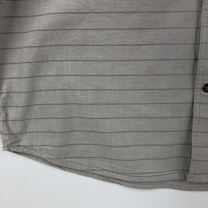 Carhartt Loose Fit Striped Button-Down Short Sleeve Work Shirt, Men's Size L cotton gray type Vintage Second Hand