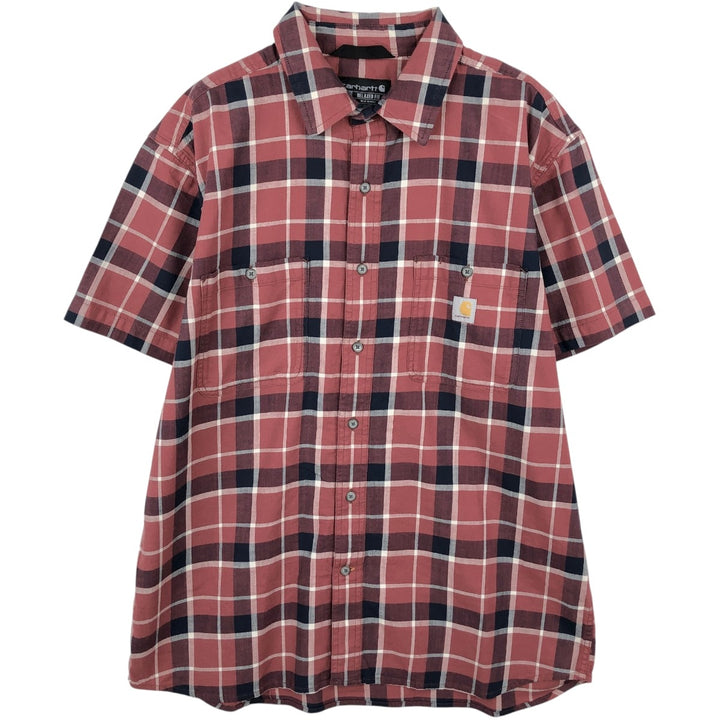 Carhartt RELAXED FIT Check Pattern Short Sleeve Work Shirt, Men's L size cotton red type Vintage Second Hand