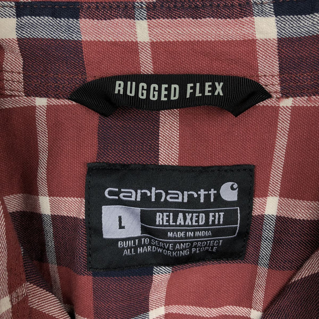 Carhartt RELAXED FIT Check Pattern Short Sleeve Work Shirt, Men's L size cotton red type Vintage Second Hand