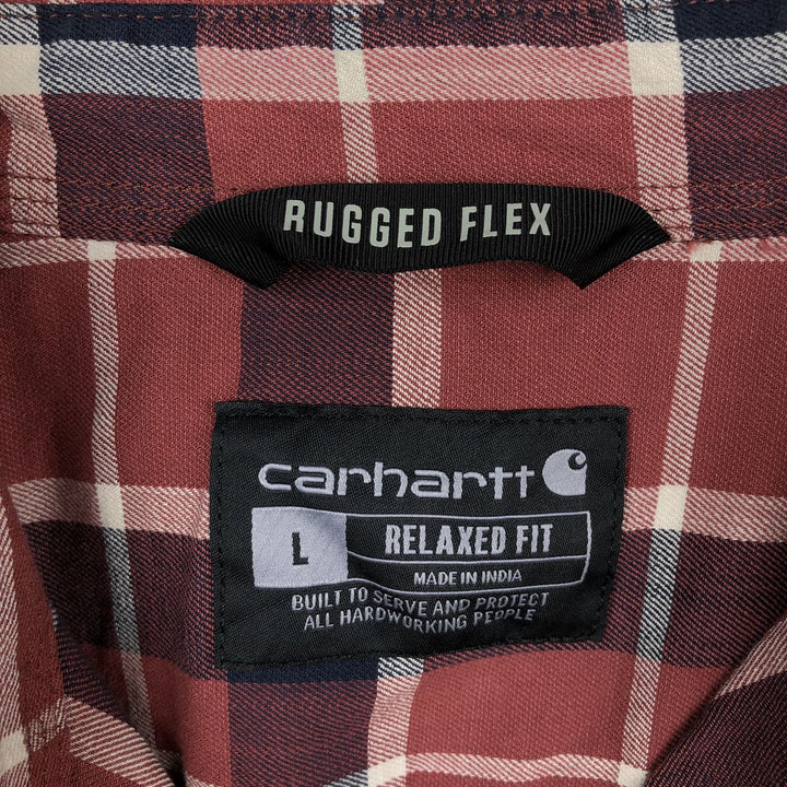 Carhartt RELAXED FIT Check Pattern Short Sleeve Work Shirt, Men's L size cotton red type Vintage Second Hand