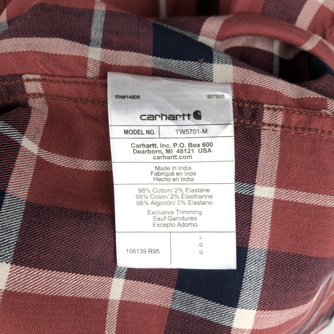 Carhartt RELAXED FIT Check Pattern Short Sleeve Work Shirt, Men's L size cotton red type Vintage Second Hand