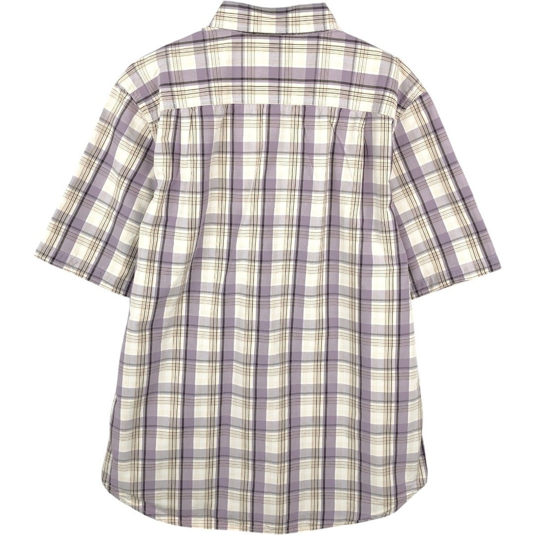 Carhartt RELAXED FIT Check Pattern Short Sleeve Work Shirt, Men's L size cotton purple type Vintage Second Hand