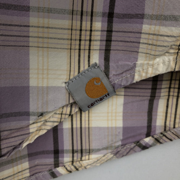 Carhartt RELAXED FIT Check Pattern Short Sleeve Work Shirt, Men's L size cotton purple type Vintage Second Hand