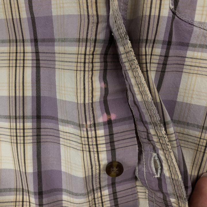 Carhartt RELAXED FIT Check Pattern Short Sleeve Work Shirt, Men's L size cotton purple type Vintage Second Hand