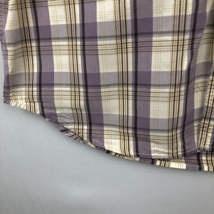 Carhartt RELAXED FIT Check Pattern Short Sleeve Work Shirt, Men's L size cotton purple type Vintage Second Hand