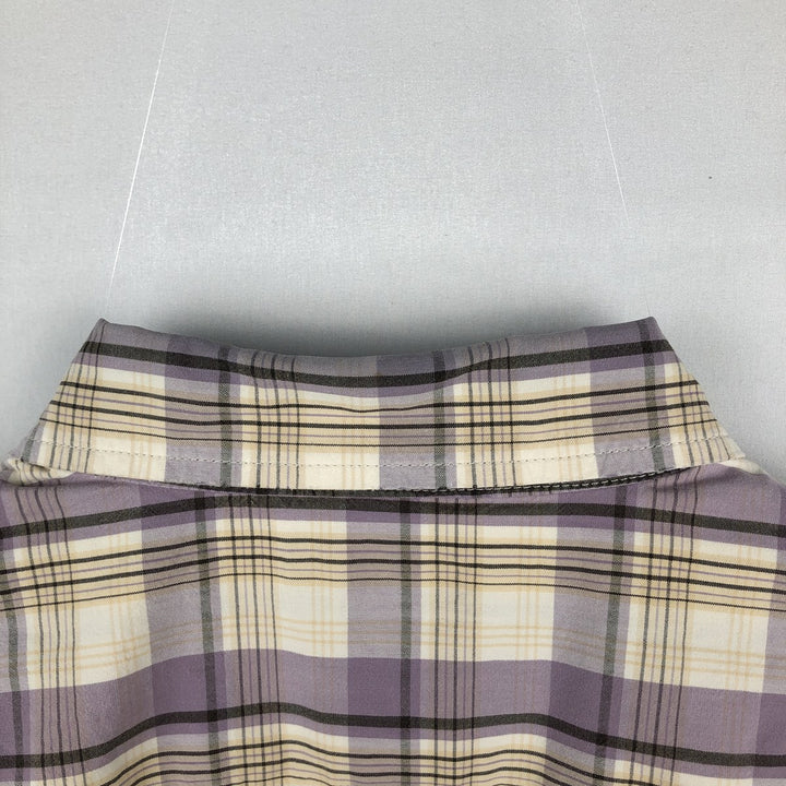 Carhartt RELAXED FIT Check Pattern Short Sleeve Work Shirt, Men's L size cotton purple type Vintage Second Hand