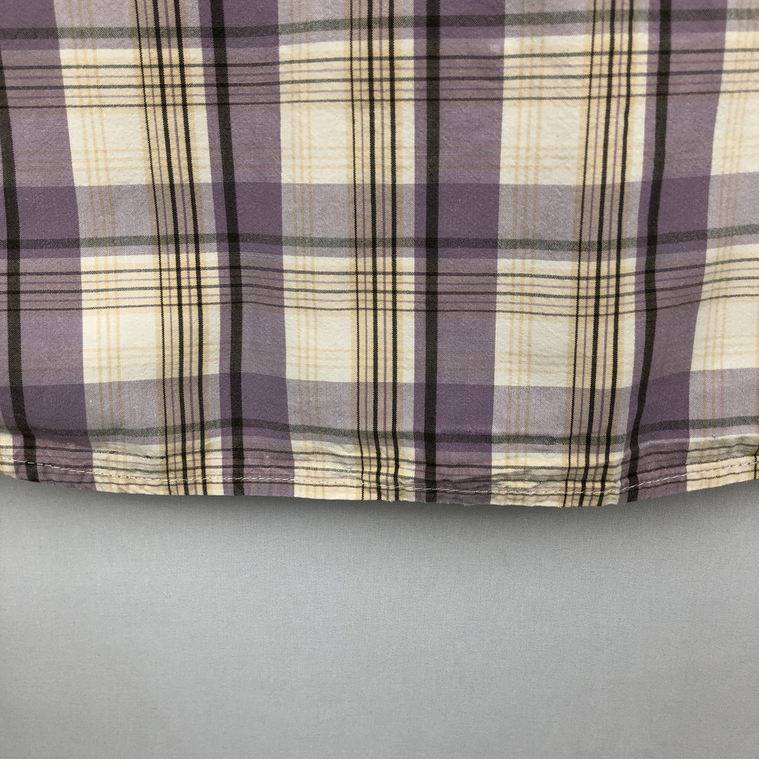 Carhartt RELAXED FIT Check Pattern Short Sleeve Work Shirt, Men's L size cotton purple type Vintage Second Hand