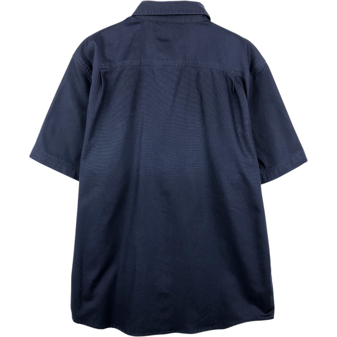 Carhartt Relaxed Fit Button-down Short Sleeve Work Shirt, Men's Size L cotton navy blue type Vintage Second Hand