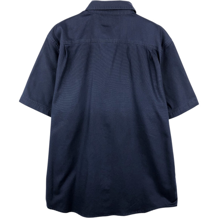 Carhartt Relaxed Fit Button-down Short Sleeve Work Shirt, Men's Size L cotton navy blue type Vintage Second Hand