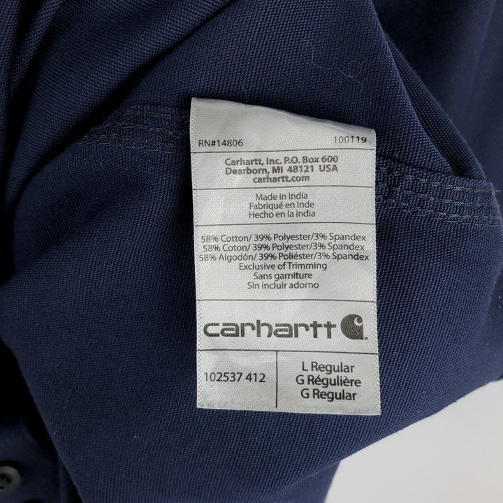 Carhartt Relaxed Fit Button-down Short Sleeve Work Shirt, Men's Size L cotton navy blue type Vintage Second Hand