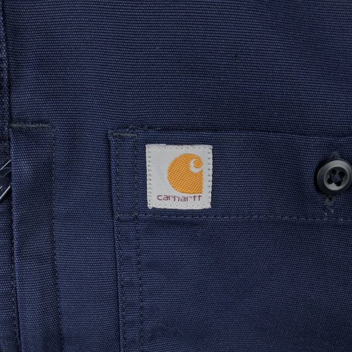 Carhartt Relaxed Fit Button-down Short Sleeve Work Shirt, Men's Size L cotton navy blue type Vintage Second Hand