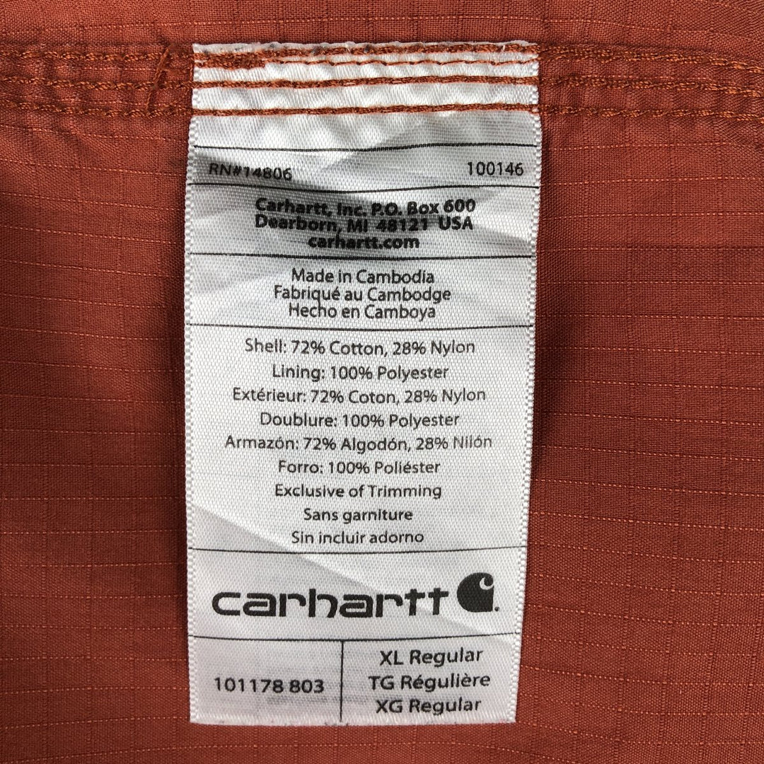 Carhartt Relaxed Fit Ripstop Short-Sleeve Work Shirt, Men's Size XL (approx.) cotton orange type Vintage Second Hand