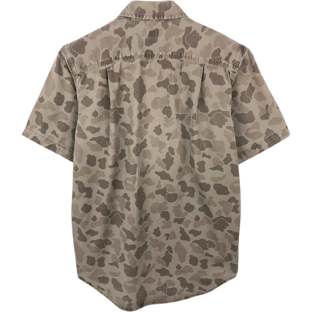 Carhartt Relaxed Fit Camouflage Pattern Button-Down Short-Sleeve Work Shirt (Men's Size S) cotton Khaki type Vintage Second Hand