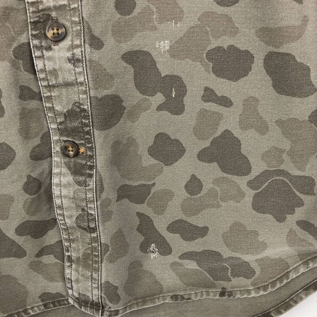 Carhartt Relaxed Fit Camouflage Pattern Button-Down Short-Sleeve Work Shirt (Men's Size S) cotton Khaki type Vintage Second Hand