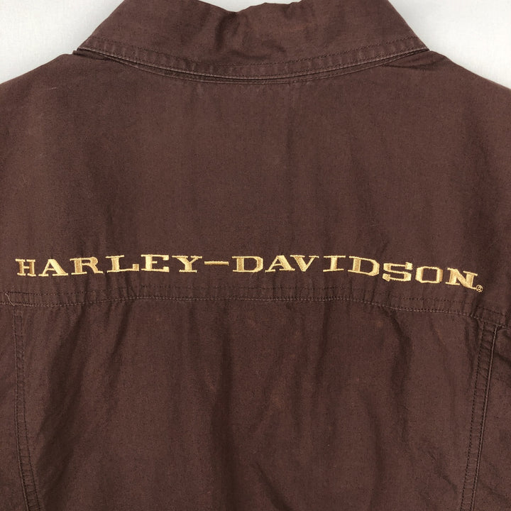 Harley-Davidson Hidden Button Down Short Sleeve Work Shirt Box Shirt Men's XL cotton brown type Vintage Second Hand