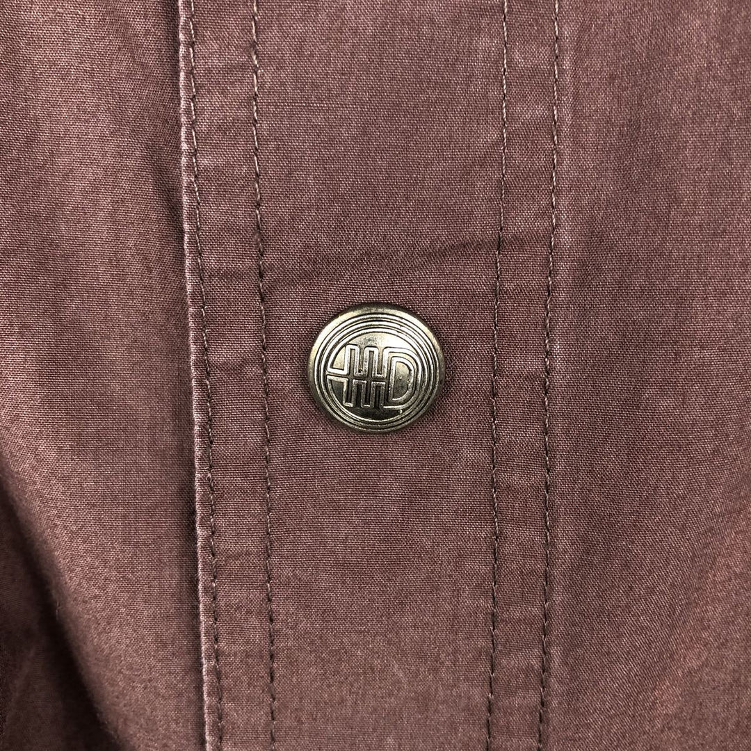 Harley-Davidson Hidden Button Down Short Sleeve Work Shirt Box Shirt Men's XL cotton brown type Vintage Second Hand