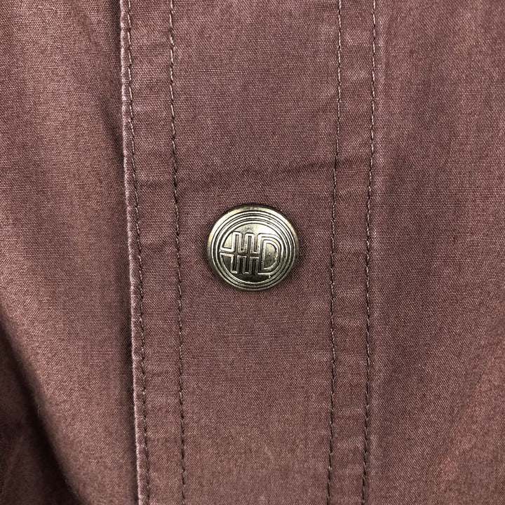 Harley-Davidson Hidden Button Down Short Sleeve Work Shirt Box Shirt Men's XL cotton brown type Vintage Second Hand