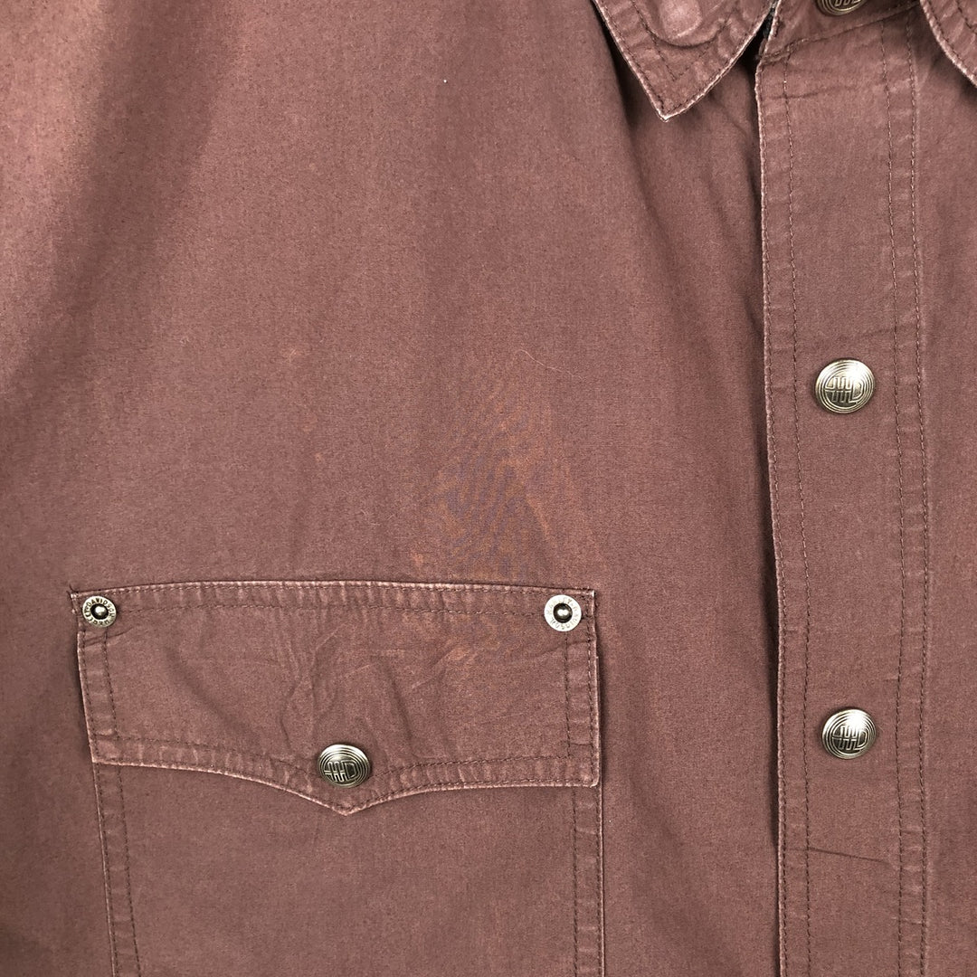 Harley-Davidson Hidden Button Down Short Sleeve Work Shirt Box Shirt Men's XL cotton brown type Vintage Second Hand