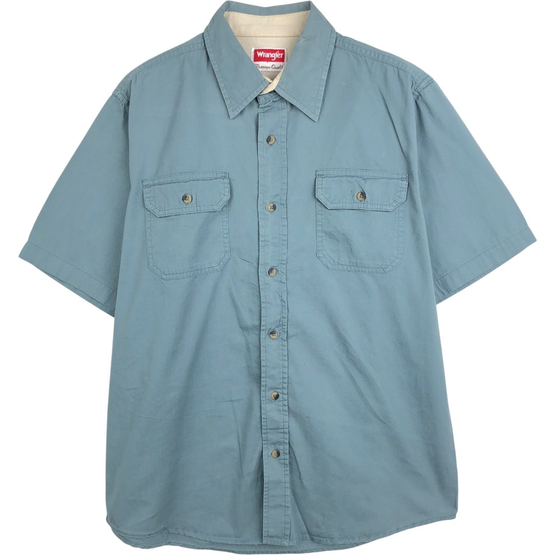 Wrangler short-sleeved cotton shirt, men's size M (approx.), vintage. cotton blue type Vintage Second Hand