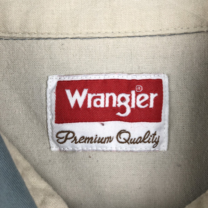 Wrangler short-sleeved cotton shirt, men's size M (approx.), vintage. cotton blue type Vintage Second Hand