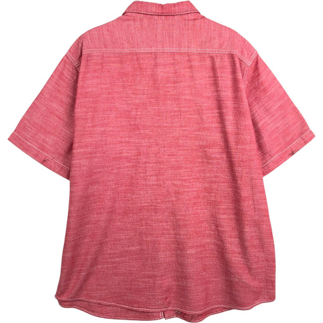 Woolrich Chambray Short-Sleeve Cotton Shirt, Men's Size XL (approx.) cotton red type Vintage Second Hand