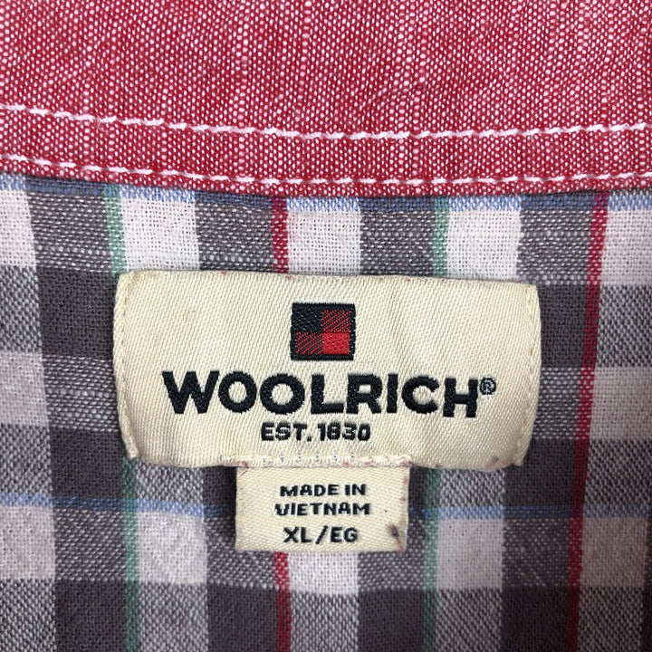 Woolrich Chambray Short-Sleeve Cotton Shirt, Men's Size XL (approx.) cotton red type Vintage Second Hand