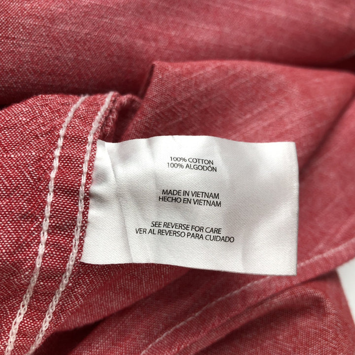 Woolrich Chambray Short-Sleeve Cotton Shirt, Men's Size XL (approx.) cotton red type Vintage Second Hand