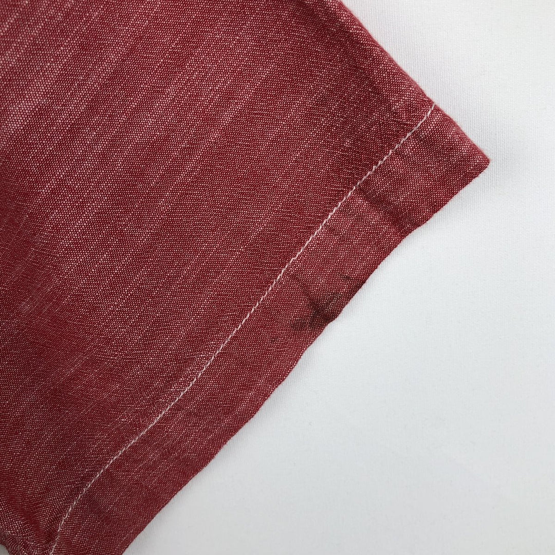 Woolrich Chambray Short-Sleeve Cotton Shirt, Men's Size XL (approx.) cotton red type Vintage Second Hand