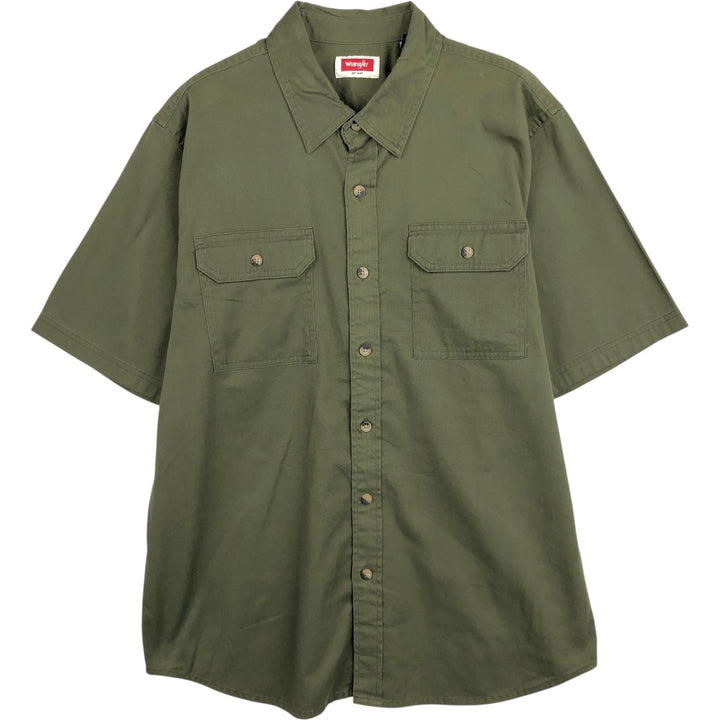 Wrangler Short-Sleeve Cotton Shirt, Men's Size L (approx.) cotton Khaki type Vintage Second Hand