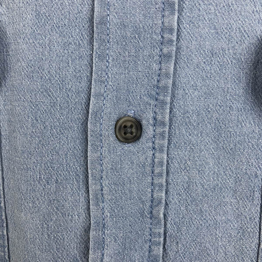 Wrangler Comfort Flex Short-Sleeve Chambray Shirt, Men's Size L (approx.) cotton Blue type light blue Vintage Second Hand