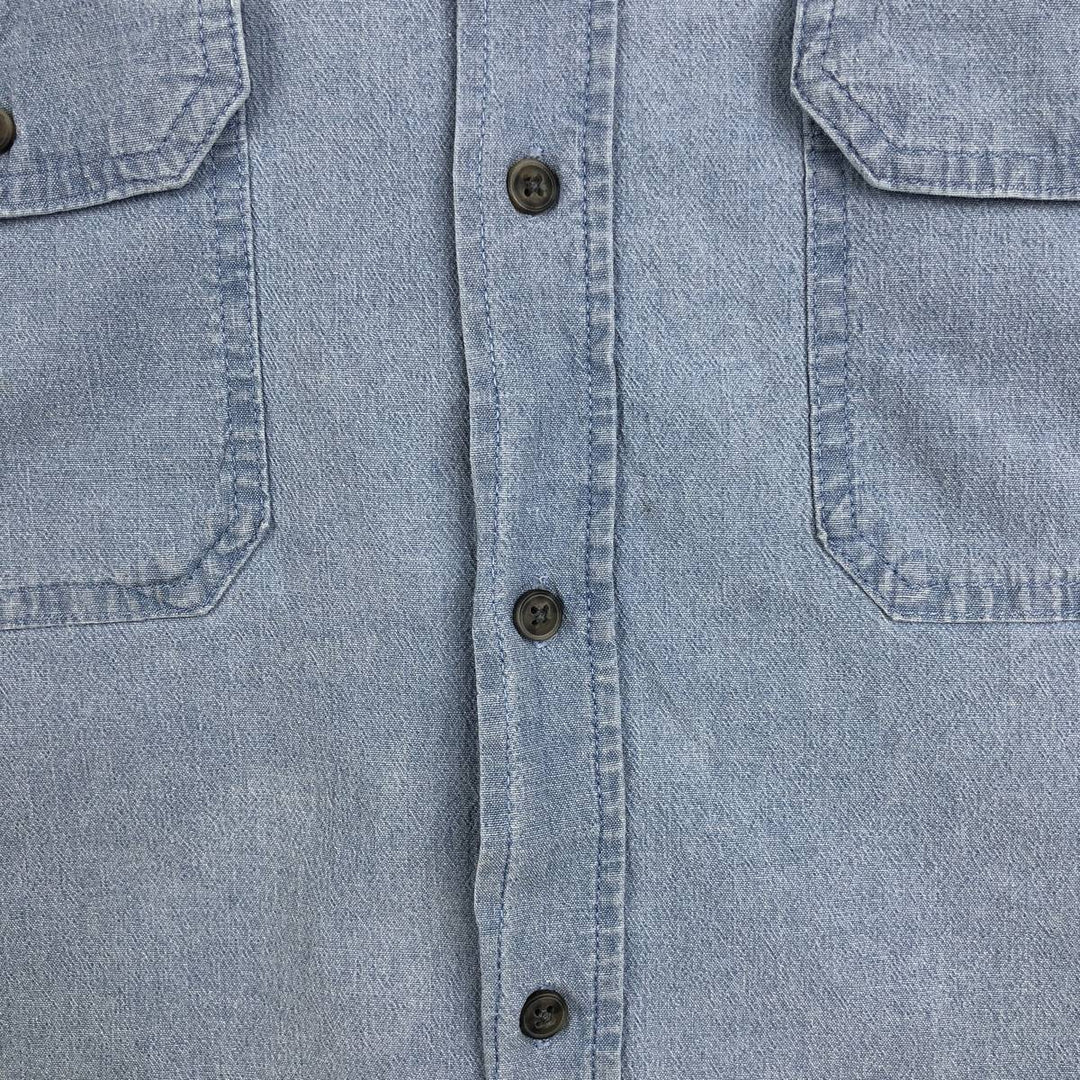 Wrangler Comfort Flex Short-Sleeve Chambray Shirt, Men's Size L (approx.) cotton Blue type light blue Vintage Second Hand