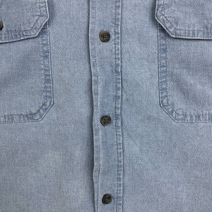 Wrangler Comfort Flex Short-Sleeve Chambray Shirt, Men's Size L (approx.) cotton Blue type light blue Vintage Second Hand