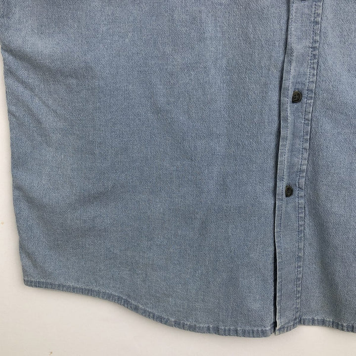 Wrangler Comfort Flex Short-Sleeve Chambray Shirt, Men's Size L (approx.) cotton Blue type light blue Vintage Second Hand