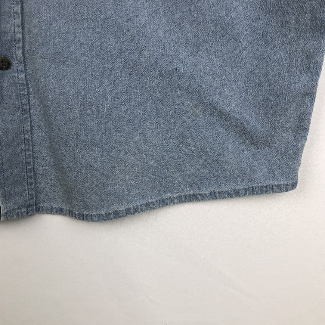 Wrangler Comfort Flex Short-Sleeve Chambray Shirt, Men's Size L (approx.) cotton Blue type light blue Vintage Second Hand