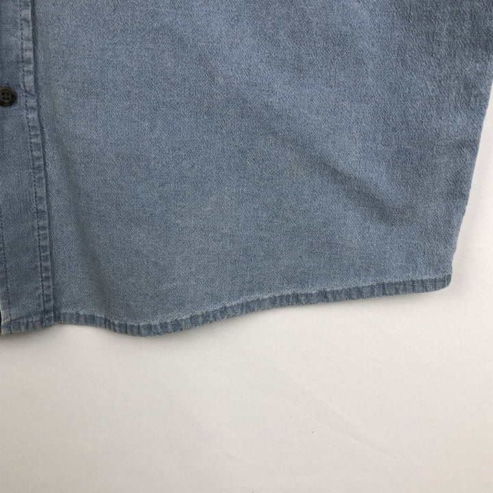 Wrangler Comfort Flex Short-Sleeve Chambray Shirt, Men's Size L (approx.) cotton Blue type light blue Vintage Second Hand