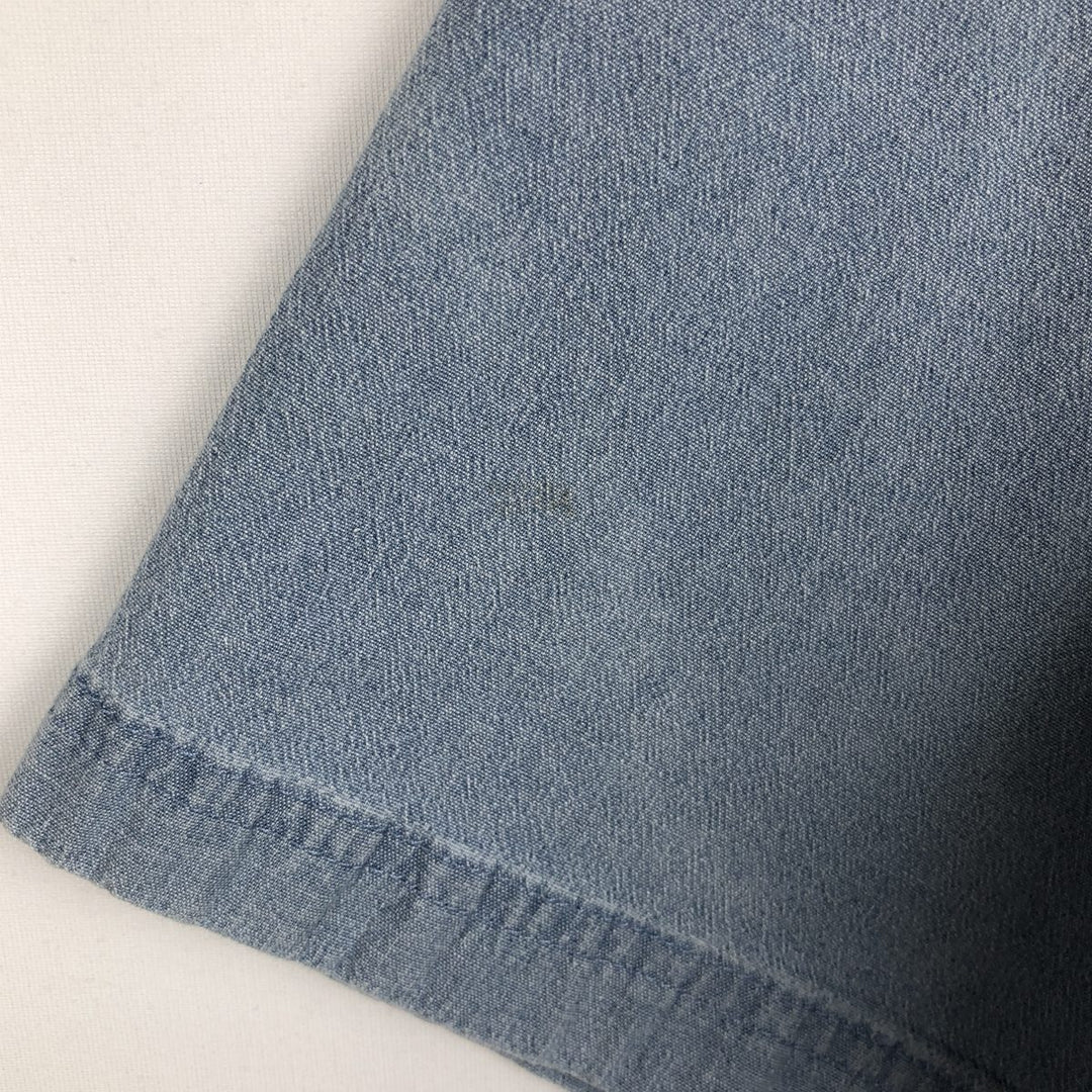 Wrangler Comfort Flex Short-Sleeve Chambray Shirt, Men's Size L (approx.) cotton Blue type light blue Vintage Second Hand