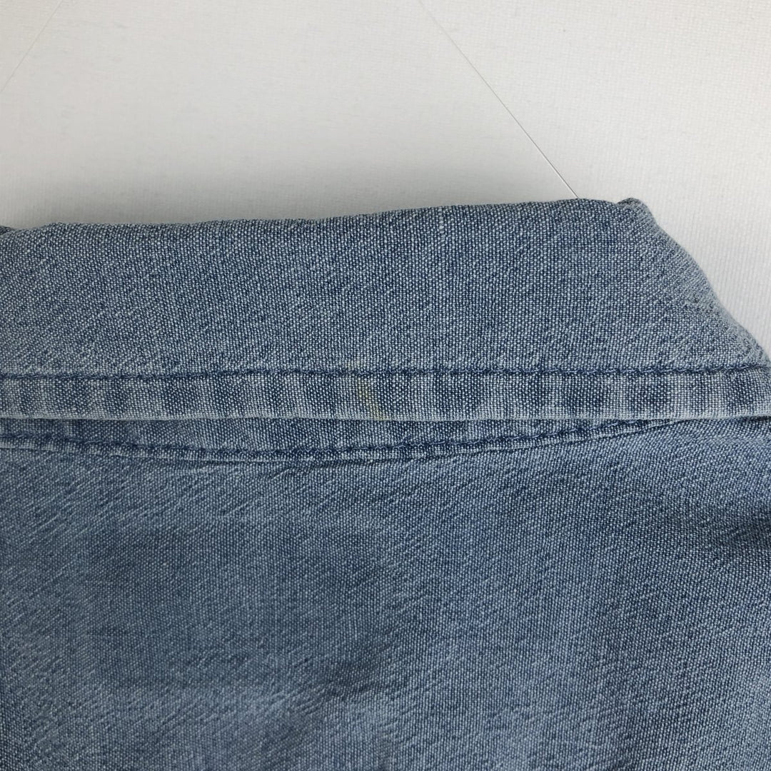 Wrangler Comfort Flex Short-Sleeve Chambray Shirt, Men's Size L (approx.) cotton Blue type light blue Vintage Second Hand