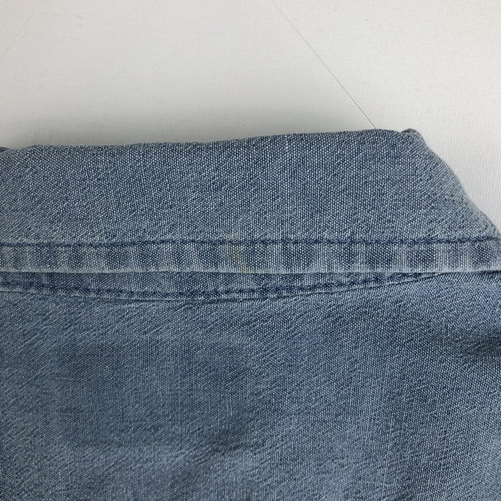 Wrangler Comfort Flex Short-Sleeve Chambray Shirt, Men's Size L (approx.) cotton Blue type light blue Vintage Second Hand