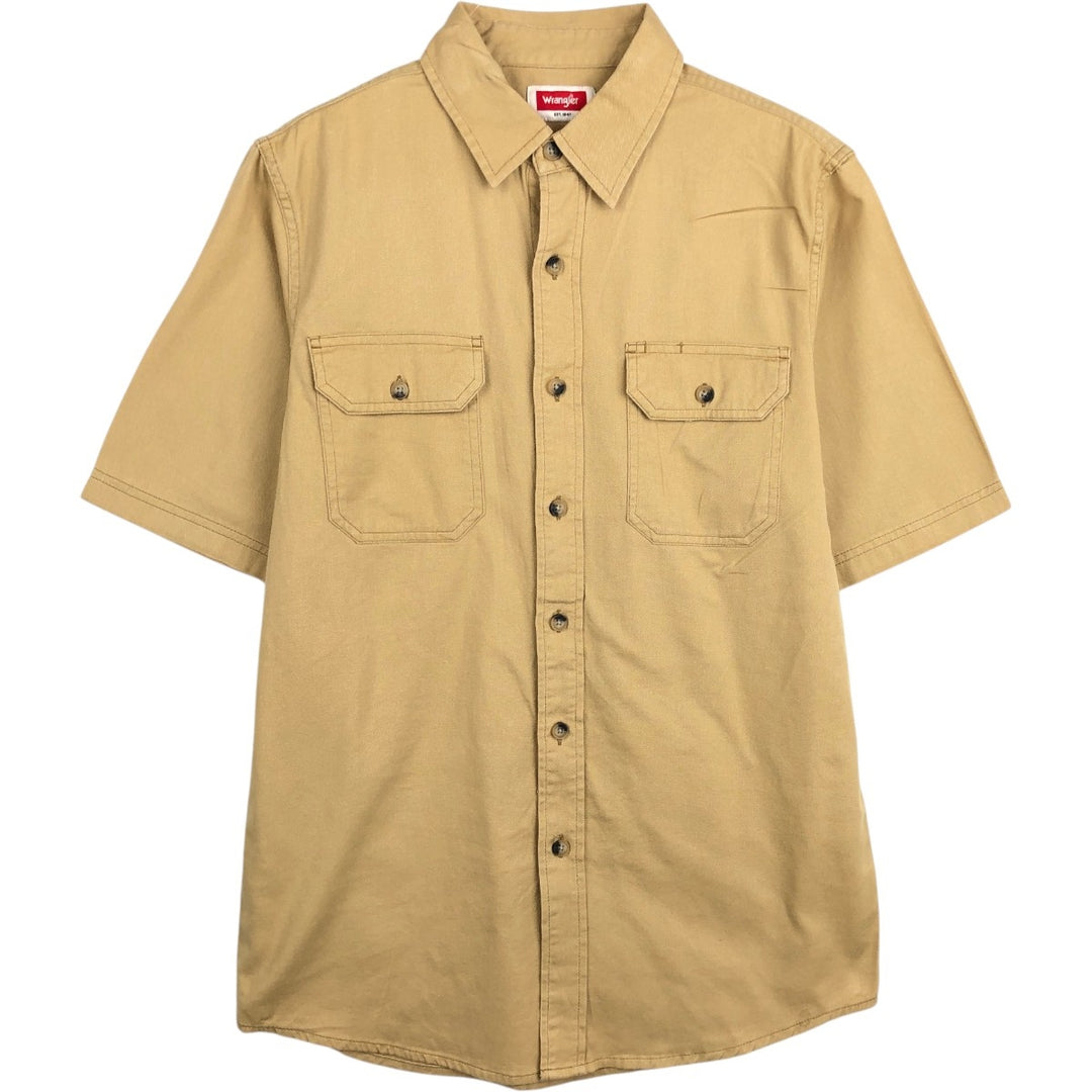 Wrangler Short-Sleeve Cotton Shirt, Men's Size S (approx.) cotton Beige type Vintage Second Hand