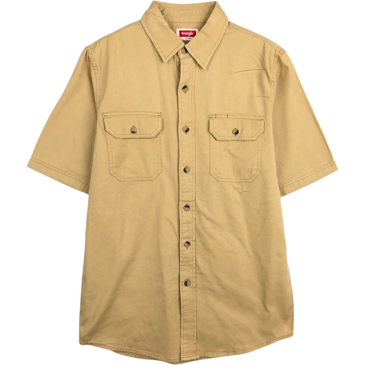 Wrangler Short-Sleeve Cotton Shirt, Men's Size S (approx.) cotton Beige type Vintage Second Hand