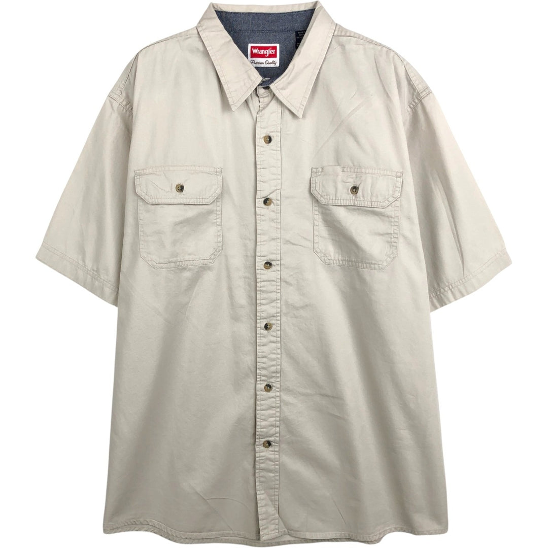 Wrangler Short-Sleeve Cotton Shirt, Men's Size XL (approx.) cotton ivory Vintage Second Hand