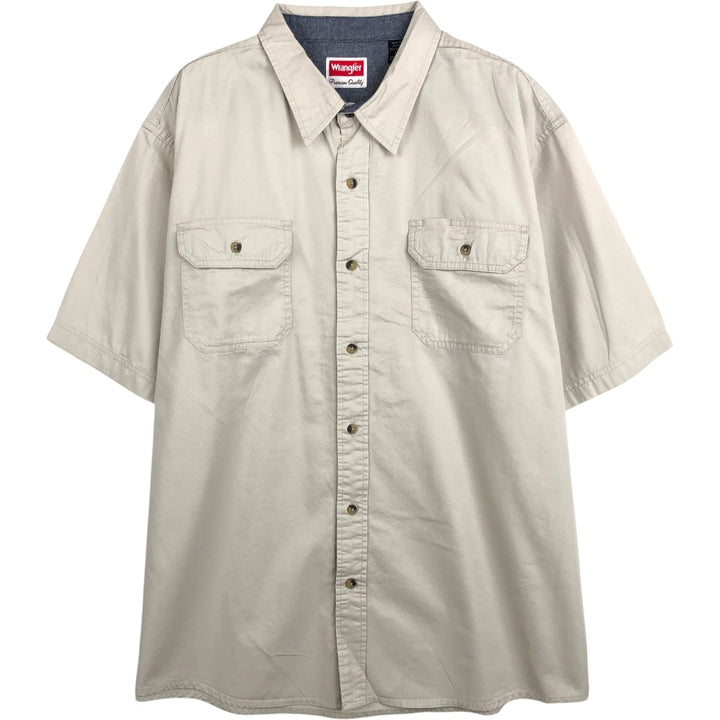 Wrangler Short-Sleeve Cotton Shirt, Men's Size XL (approx.) cotton ivory Vintage Second Hand