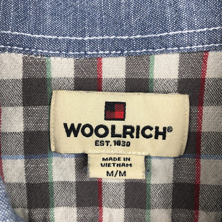 Woolrich short-sleeved chambray shirt, men's size M (equivalent to size M) cotton blue type Vintage Second Hand