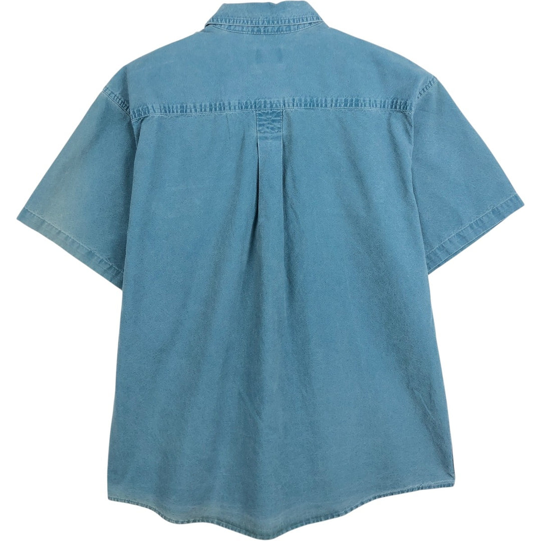 90s-00'S LL Bean short-sleeved cotton shirt, made in Canada, men's size L equivalent. cotton blue type Vintage Second Hand